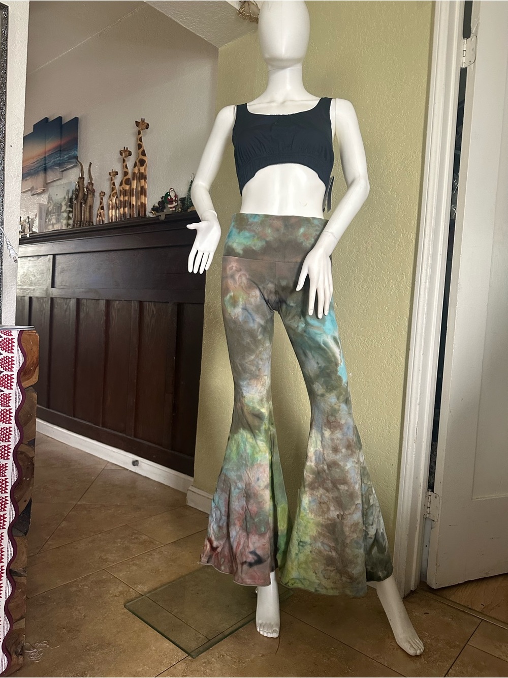Tie-Dye Boot Flare Pants in Multicolor - Women's High-Waist Flared Leg in seam31